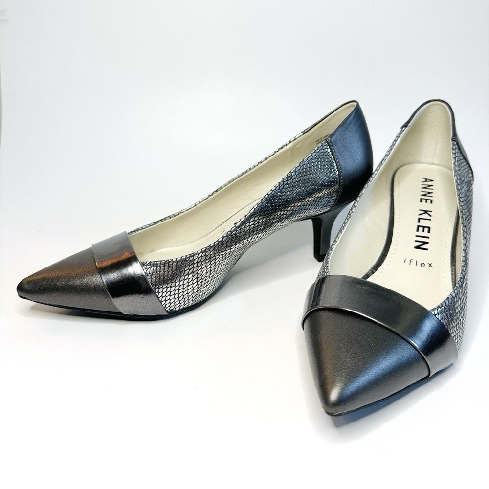 Anne Klein iflex Women's Pumps Size 8.5 M Pewter Black Multi Snakeskin Print NEW - Picture 3 of 9
